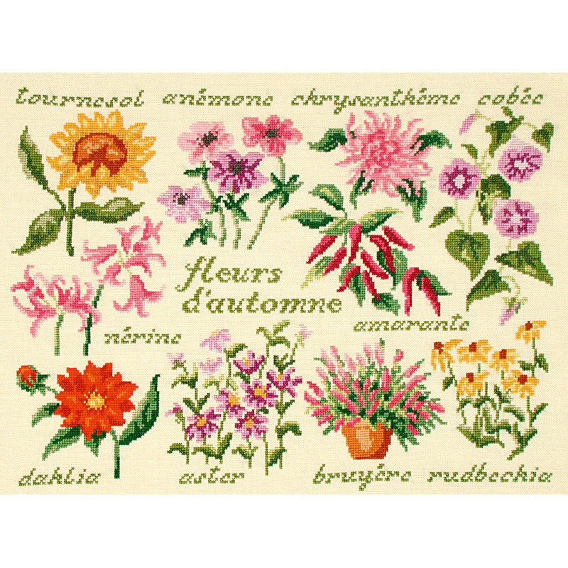 Lucas Creations - Fleurs d'automne / Осенние цветы, схема для вышивания крестом