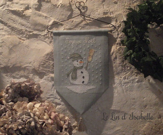 Le lin d'Isabelle - Bonhomme de Neige / Снеговик, схема для вышивания крестом