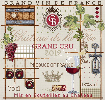Madame la Fee - Vin de France / Французское вино, схема для вышивания крестом