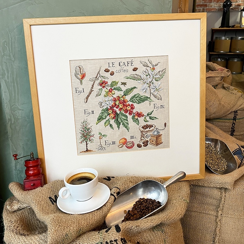 Etude au Cafe / Кофе - ботаника Veronique Enginger, набор для вышивания крестом Les brodeuses parisiennes / Парижские вышивальщицы