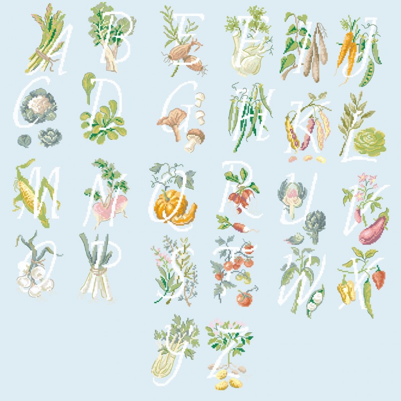 Les brodeuses parisiennes - Vegetable garden Alphabet Chart