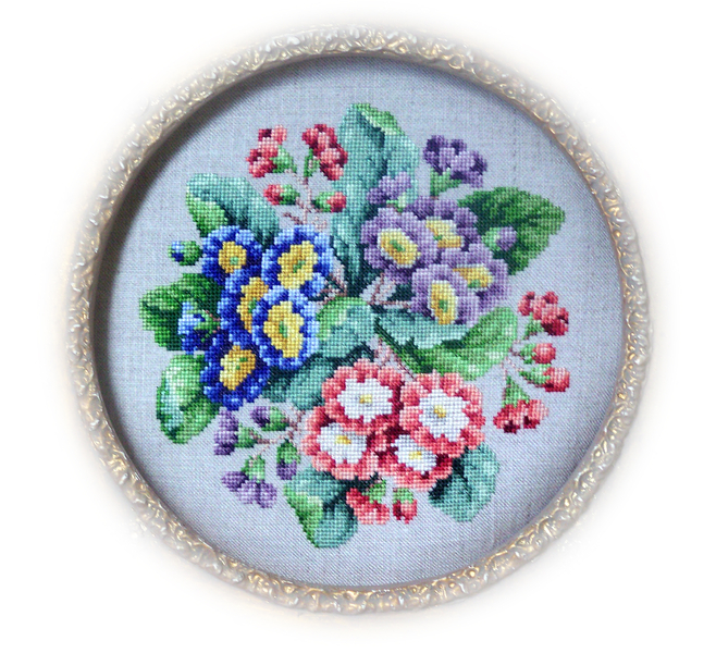 Reflets de soie - Primeveres / Первоцветы, схема для вышивания крестом