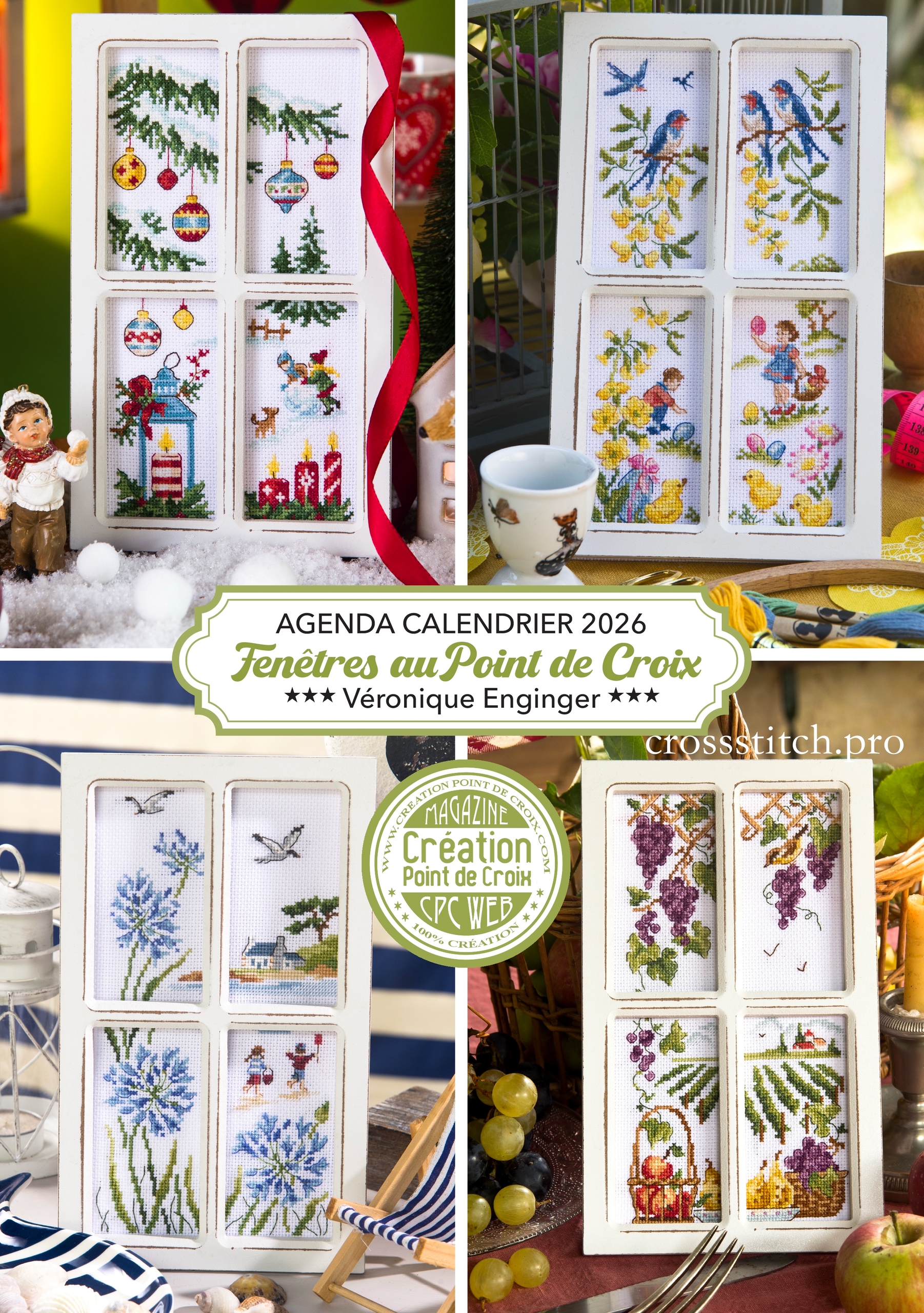 Agenda 2026 - Fenetres au Point de Croix. Схемы Veronique Enginger (календарь на 2026 год)