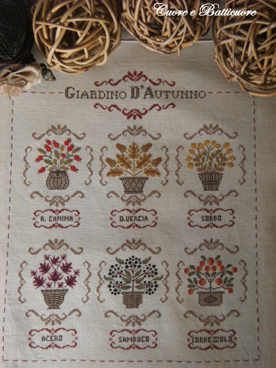 Cuore e Batticuore - Giardino d'autumno / Осенний сад, схема для вышивки крестом