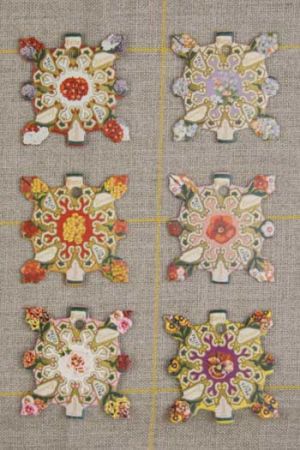 Six Sajou thread cards Elbeuf model Vintage flowers