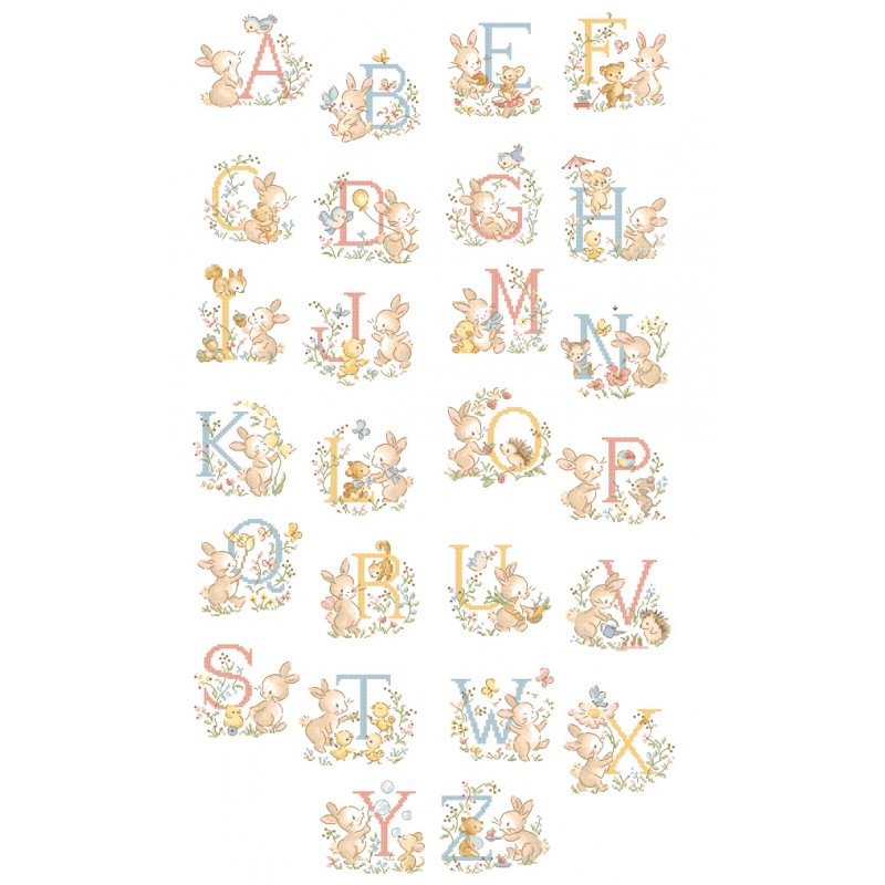 Les brodeuses parisiennes - Bunny rabbit Alphabet Chart