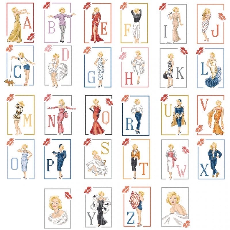 Большой алфавит Style Marilyn / В стиле Мэрилин - схема Les brodeuses parisiennes / Парижские вышивальщицы
