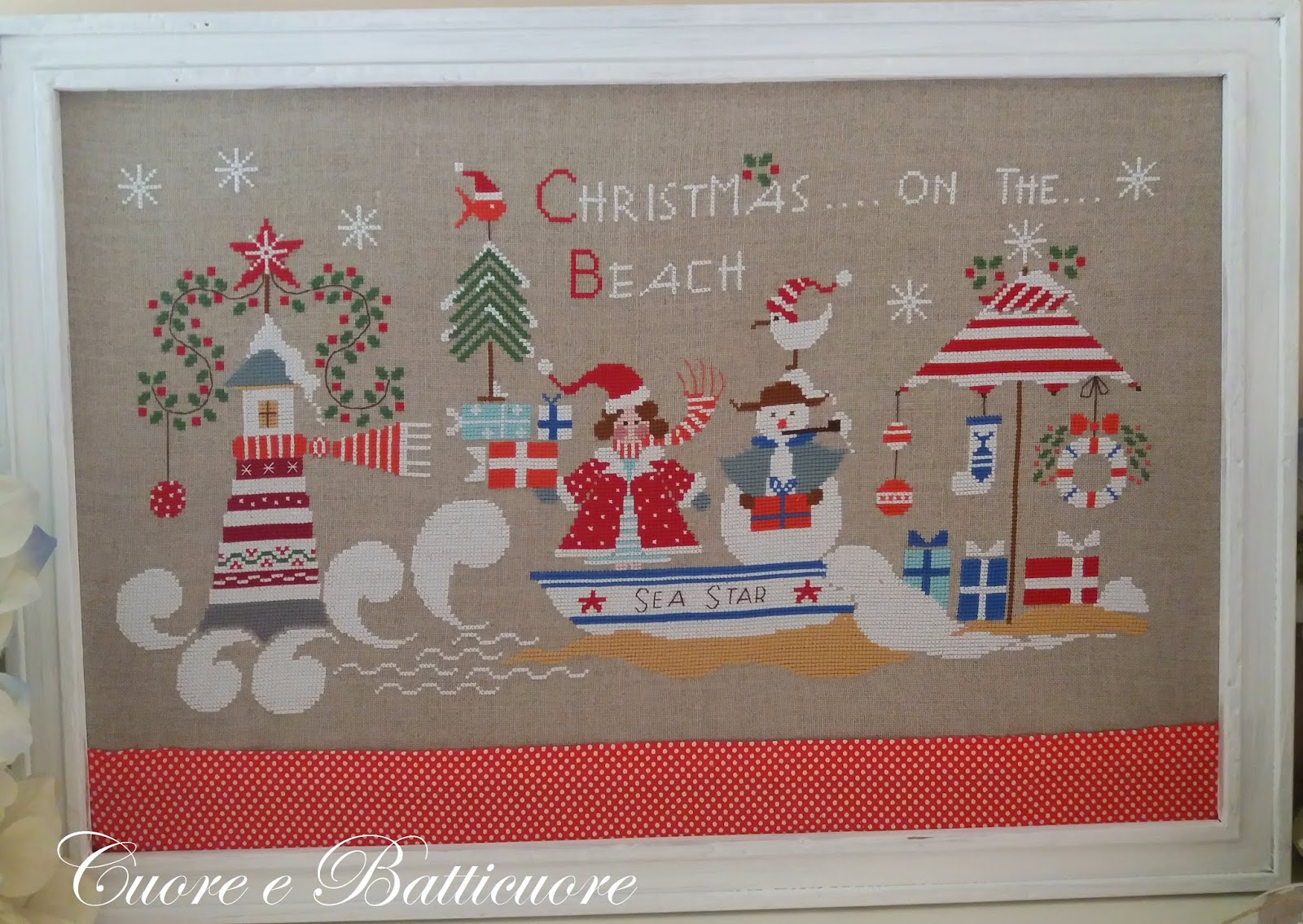 Cuore e batticuore - Christmas on the Beach / Рождество на пляже, схема для вышивания крестом