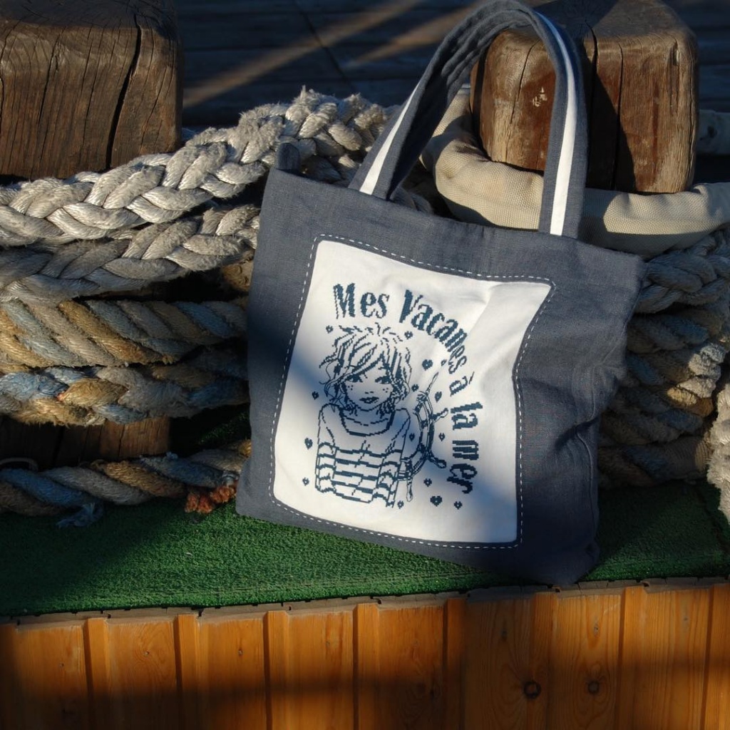 вышивка крестом, сумка с вышивкой, Isabelle Vautier - RV 269 Mes vacances a la Mer / Мои каникулы на море, схема