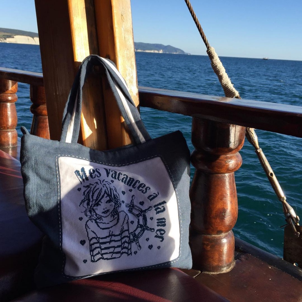 вышивка крестом, сумка с вышивкой, Isabelle Vautier - RV 269 Mes vacances a la Mer / Мои каникулы на море, схема